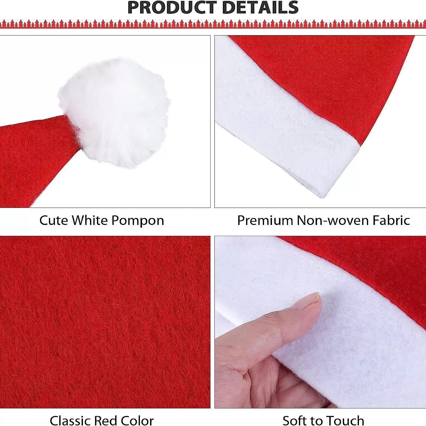 INF Lot de 10 Bonnets de Noël pour Adultes : Accessoires Festifs en Tissu Non Tissé pour Fêtes