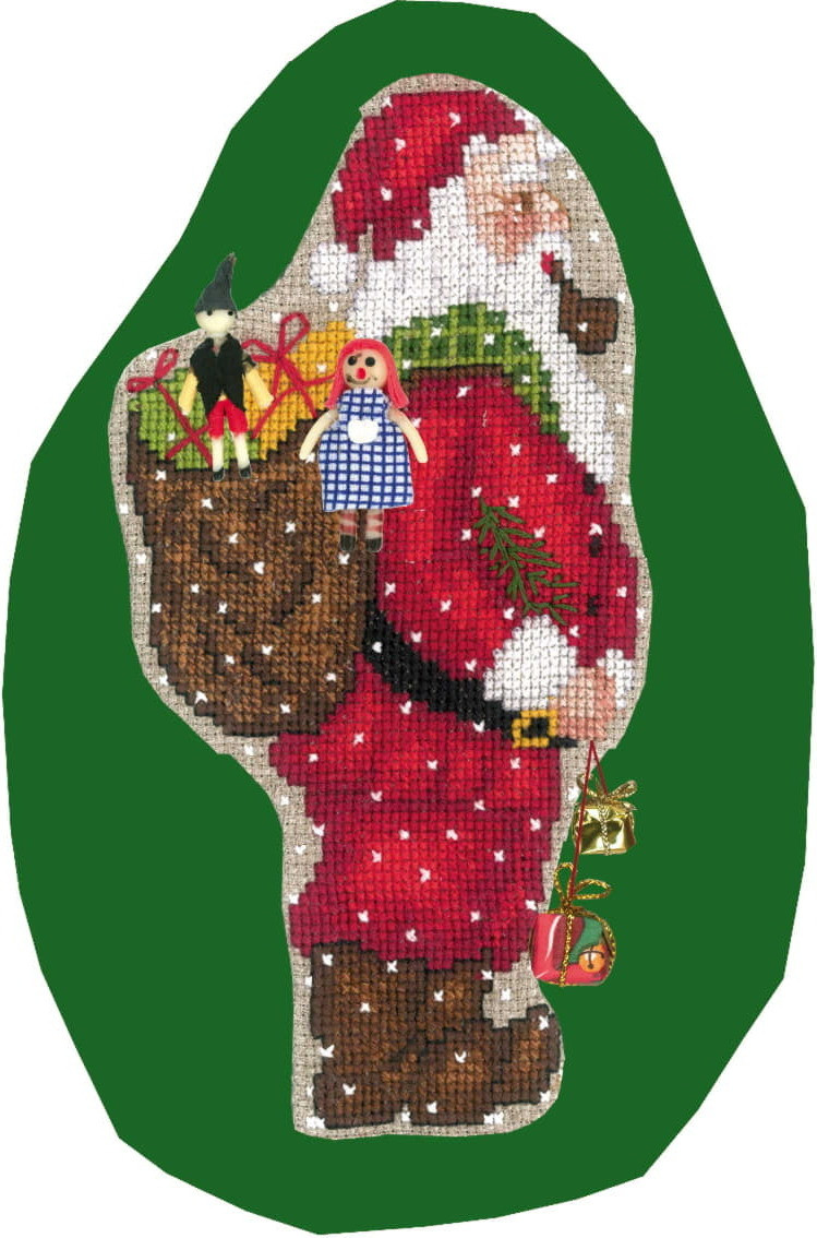 Le Bonheur des Dames Kruissteekset Kerstdecoratie Rugzak van de Kerstman 8x15 cm