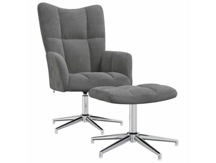 Todiikf Relaxsessel mit Hocker 360° Drehbar Samt Fernsehsessel Dunkelgrau Modernes Quadrat-Design aus weichem Samt und Stahlfuß. Ideal für Wohnzimmer und Schlafzimmer mit höchster Flexibilität.
