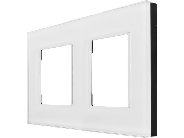 Maclean - 2-voudig glazen frame voor wandcontactdoos / Modulaire wandcontactdoos inbouw (2-voudig glasraampaneel voor wandcontactdoos\, wit)