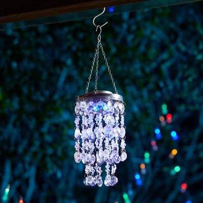 "Glitzhome 19""H Solar Lighted Patriotic Wind Chime Hanging Decor"