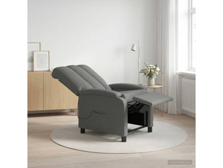 Relaxsessel Dunkelgrau Stoff Verstellbar 115°-160° Polyesterstoff,Schaumstoff-Füllung,Metallrahmen,Home Office,Wohnzimmer,feuchtes Tuch