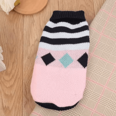 Inspire Picks Knitted Turtleneck Cat Sweater For Winter Warmth & Holiday Style pink Black xl