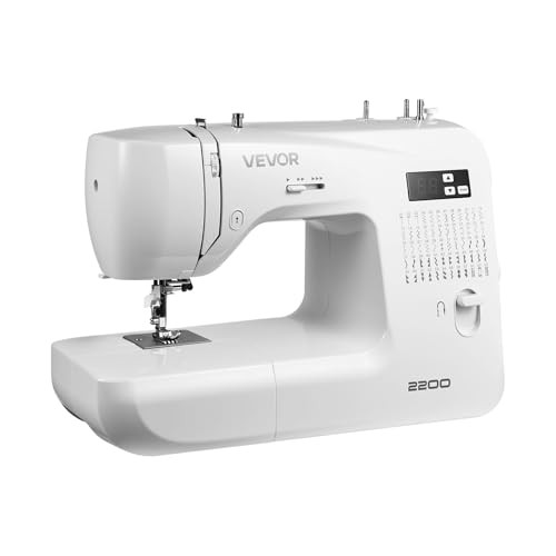 VEVOR Computergestuurde naaimachine met 60 steken, LED-scherm, voetpedaal en LED-verlichting, wit