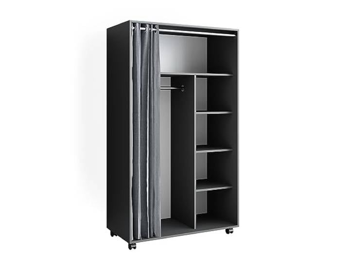 Vicco Kleiderschrank Doros, Grau, 100 x 168 cm mit Rollen, mit Rollen zur flexiblen Platzierung im Raum