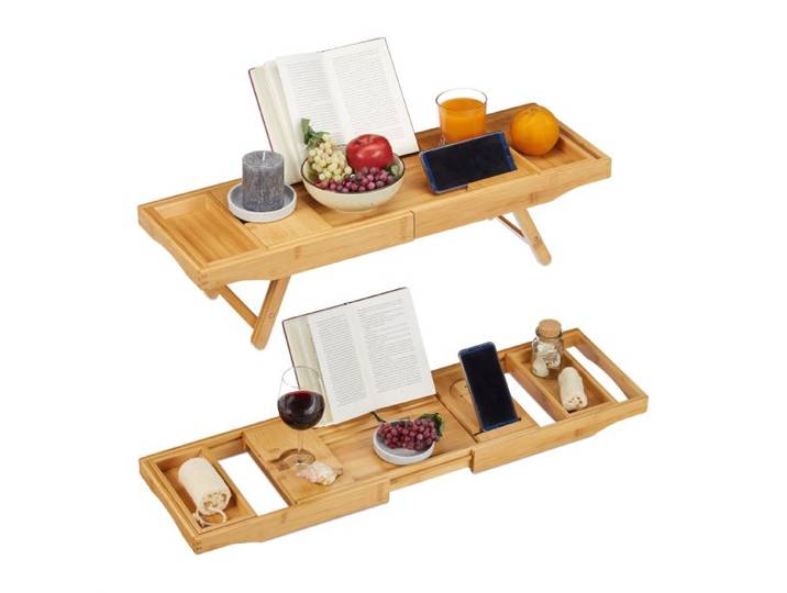 Relaxdays Badewannenablage & Serviertablett 2in1