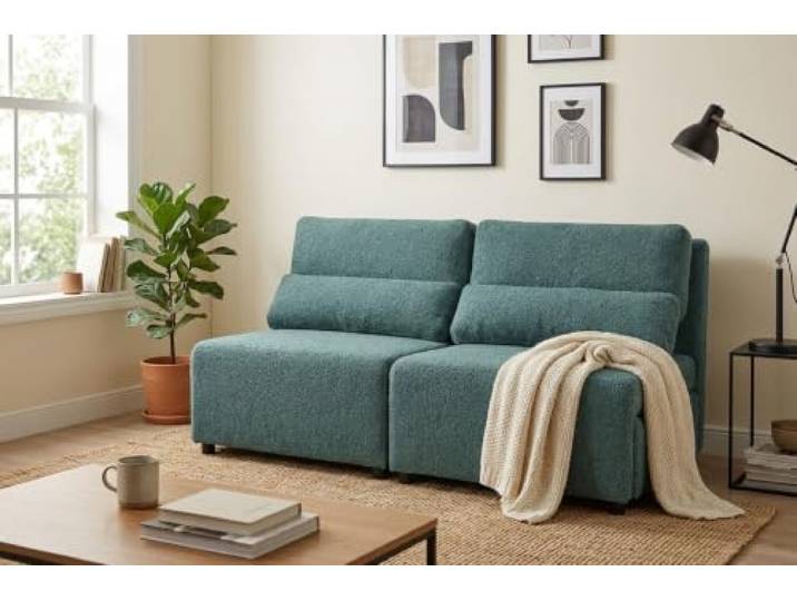Sofa 2-Sitzer-Schlafsofa mit Stauraum, schwarzer Velours, KIMO Family Möbel