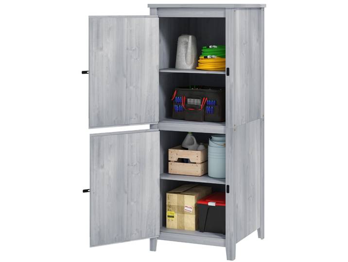 Outsunny Gartenschrank Holz Geräteschuppen wetterfest Geräteschrank, 60x60x160cm