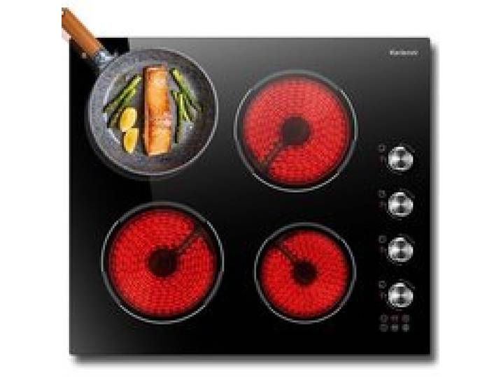 Plaque Vitrocéramique 4 Feux - 60cm 6000W - Commande par Boutons