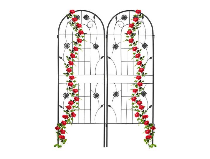 Relaxdays Rankgitter Schwarz 2er-Set Metall 150x50 cm, 50x150x1.5 cm, Dekoration, Gartendeko
