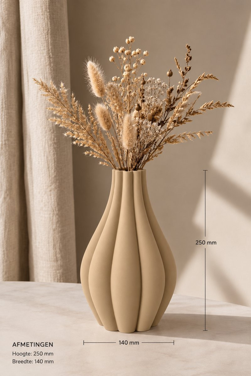 Design Vaas 25 cm – Organische Japandi Vaas – Scandinavische Minimalistische Woondecoratie