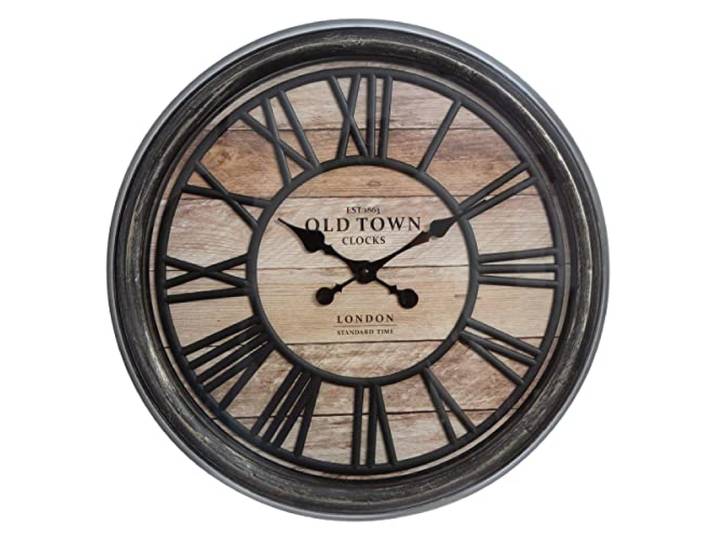 JJA Wanduhr, Retro-Stil, industriell, geprägt, Durchmesser 50 cm, Braun