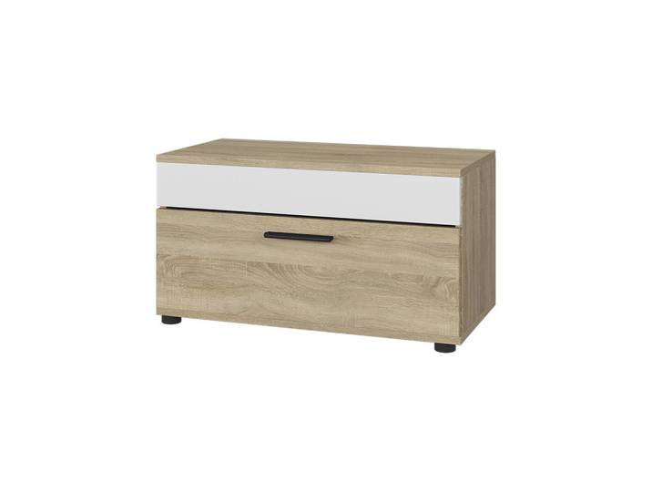 Vicco Wohnzimmerschrank Berno Sonoma/Weiß 70.8 x 38.9 cm mit Klapptür, Sonoma Eiche, Weiß, Holzwerkstoff, Rechteckig, 70.8x38.9x35.3 cm, Kleinmöbel, Kommoden, Sideboards