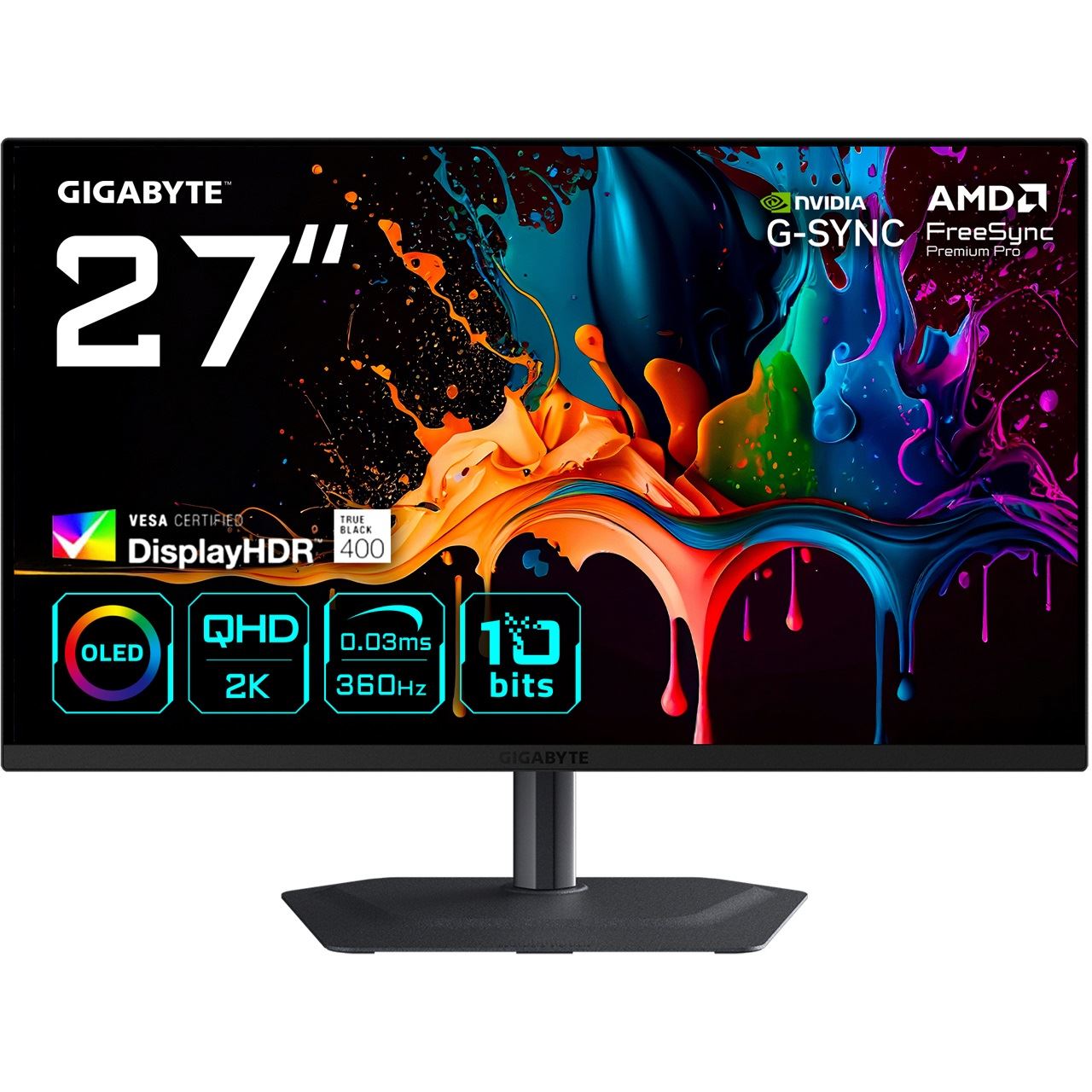 26,5" (67,31cm) Gigabyte MO27Q3 OLED schwarz 2560x1440 1xDisplayPort 1.4 / 1x USB-C mit Displayport / 2x HDMI 2.1