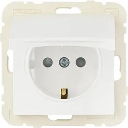 Schuko-Steckdose,m. Steckklemmen inkl.Klappdeckel, Polarweiss, Unterputz