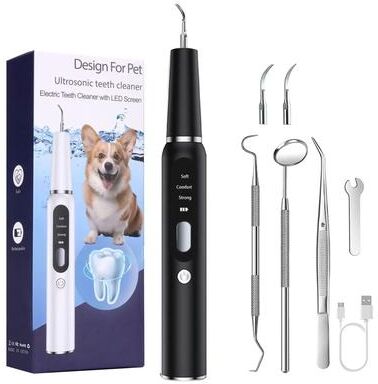 Inspired Finds Ultrasonic Pet Tooth Scaler Dental Cleaning Kit For Dogs & Cats black