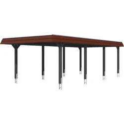 Skan Holz Wendland 409cm rote Blende Größe 2 anthrazit Holzcarport