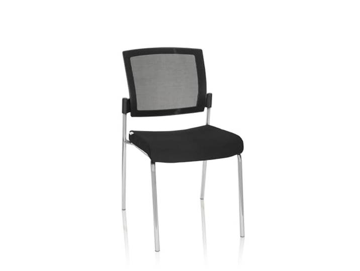 hjh OFFICE 820021 Siège Visiteur K9 V Tissu/Filet Noir/Chrome Siège de conférence pouvant Supporter jusqu'à 180 kg\, Assise rembourrée\, empilable