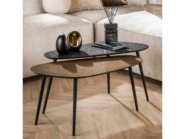 RINGO-Living Couchtisch Couchtisch Xezal in schwarzer und goldener Metall Optik