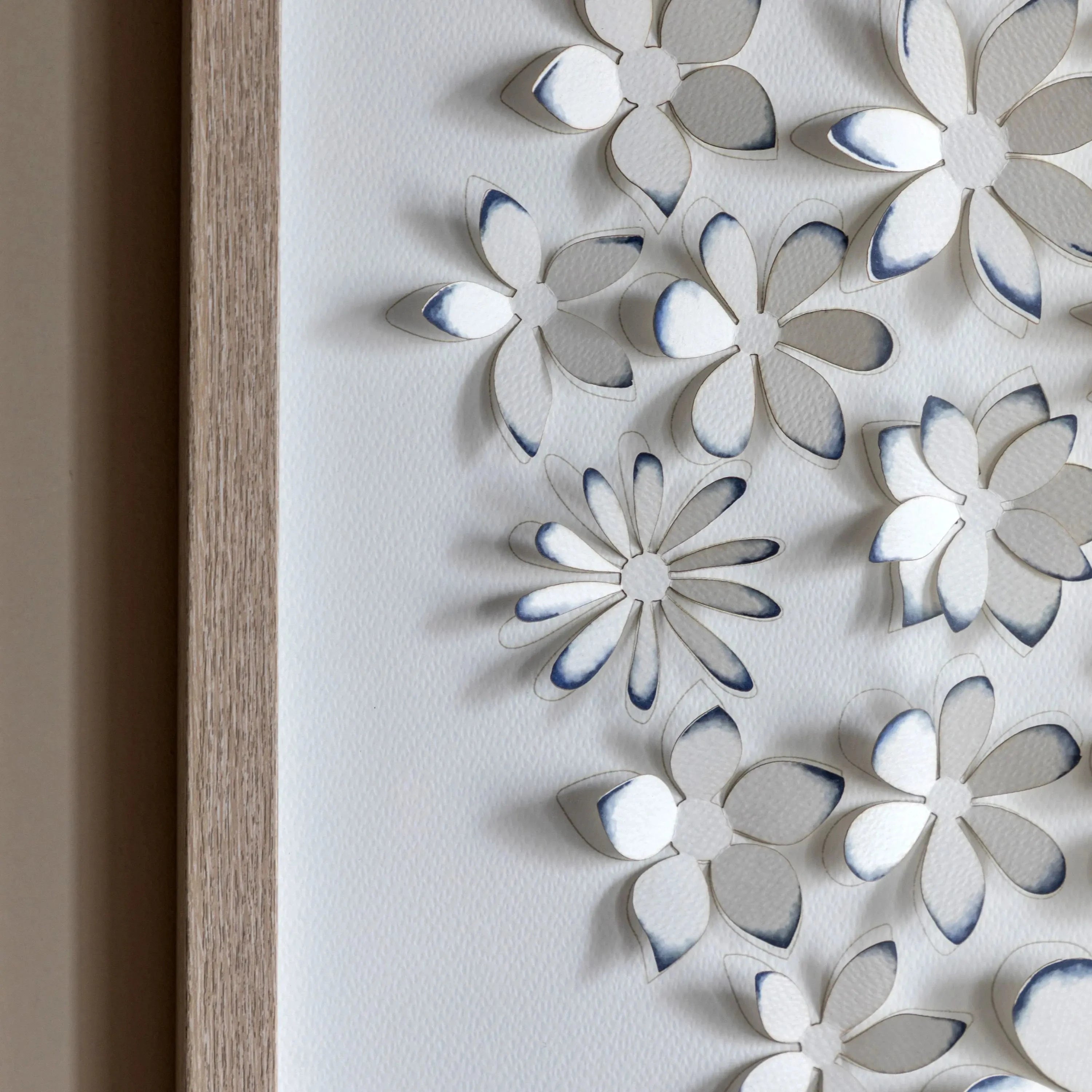 Jalinia 3D Petals Washed Wood Framed Wall Art