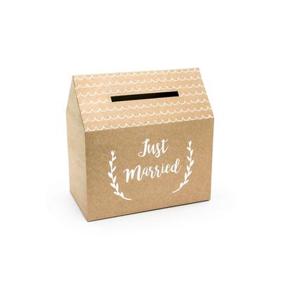 60x Umschlagbox - Just Married, Kraft, 30x30,5x16,5cm