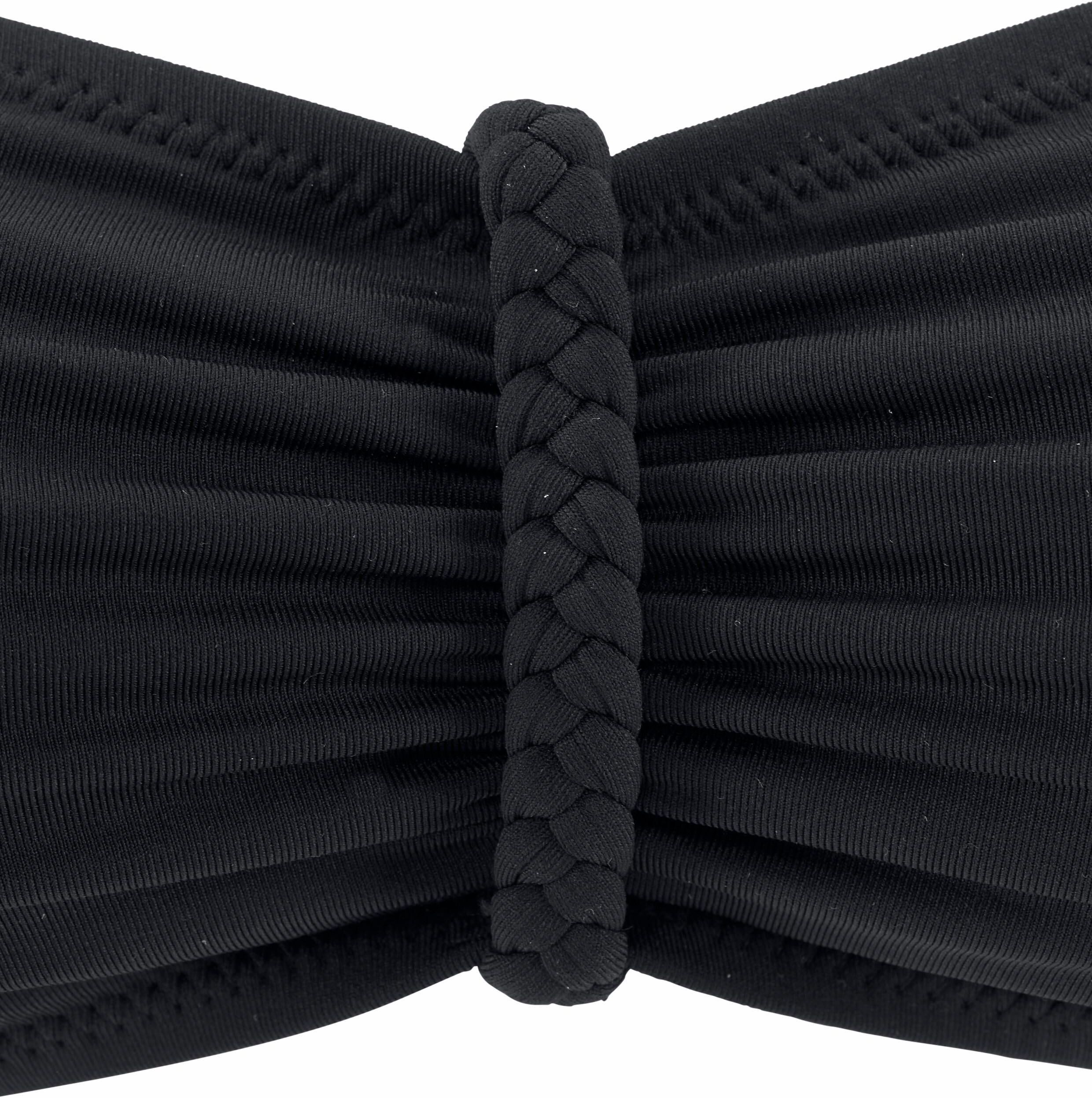 Bandeau-Bikini-Top BUFFALO "Happy", Damen, Gr. 36, Cup A/B, schwarz, Microfaser, Polyamid, Tactel, unifarben, Bikini-Oberteile Bandeau-Bikini-Top, mit geflochtenem Detail schwarz 36, Cup A/B