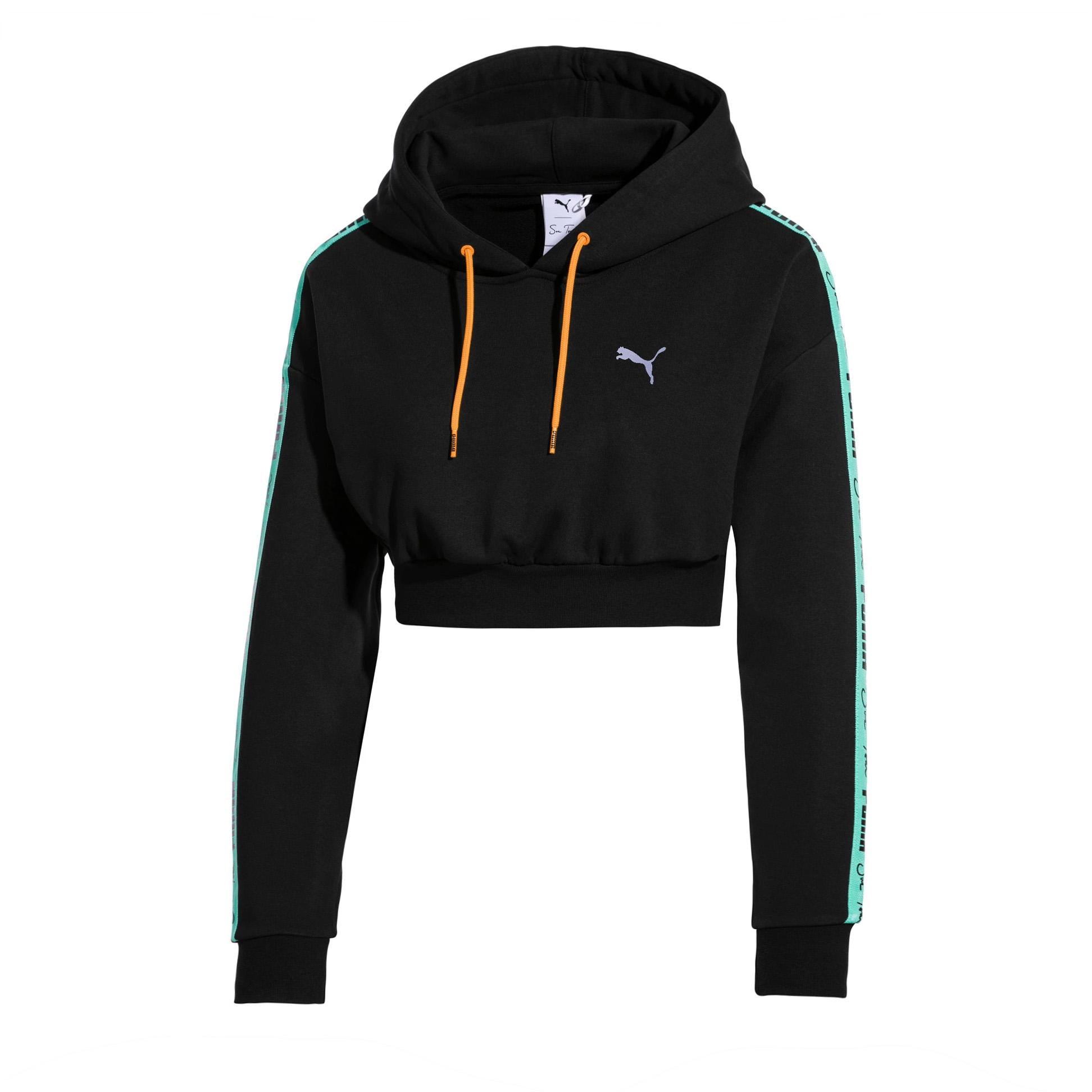 Puma x Sue Tsai Cropped Womens Hoodie Taped Logo Trui Zwart 578211 01