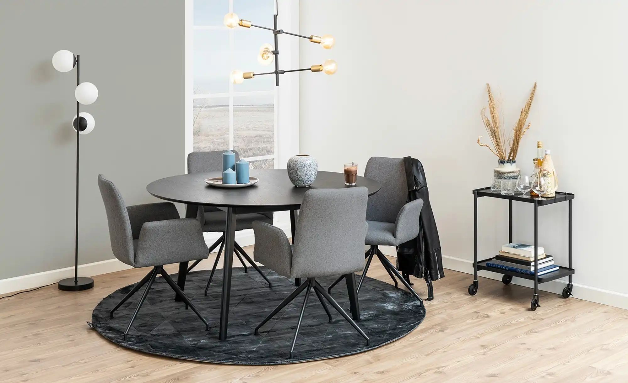 Höffner Esstisch  Robin ¦ schwarz ¦ Maße (cm): H: 76  Ø: 140