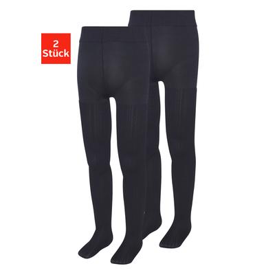 Feinstrumpfhose H.I.S "für Mädchen", Mädchen, Gr. 116/122, schwarz (2x marine), Obermaterial: 93% Polyamid, 7% Elasthan, Zopfmuster, unifarben, elastisch, Strumpfhosen Feinstrumpfhose, mit Zopfmuster