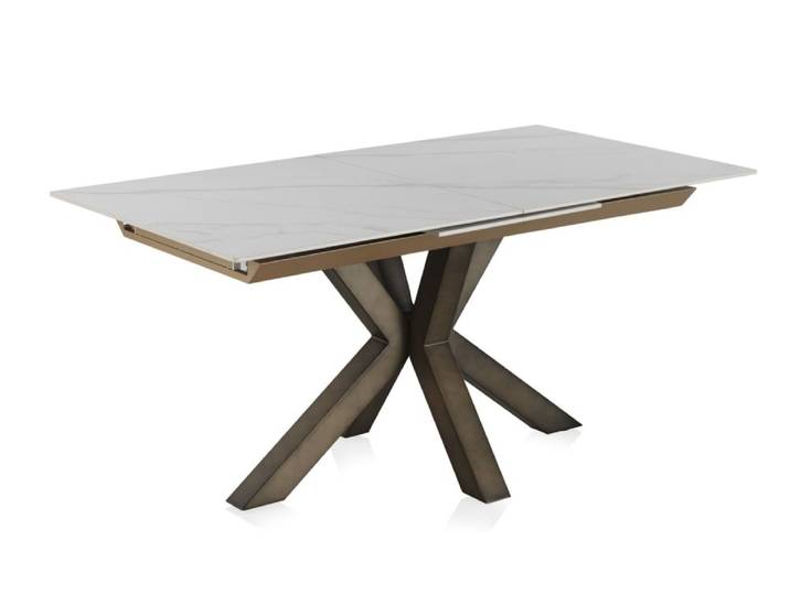 Table à rallonge en céramique blanche 160/210x90