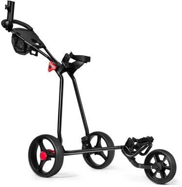 Costway 3 Wheel Durable Foldable Steel Golf Cart with Mesh Bag
