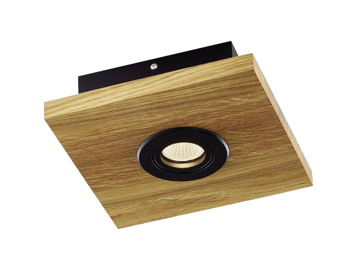 HERZBLUT Designer-Deckenlampe Lennon Metall/Asteiche schwarz GU10 - Farbe: Natur/Schwarz - Material: Metall/Holz - Designer-Deckenlampe