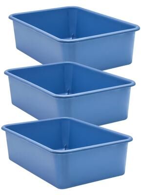 Teacher Created Resources Slate Blue Large Plastic Storage Bin, Pack of 3