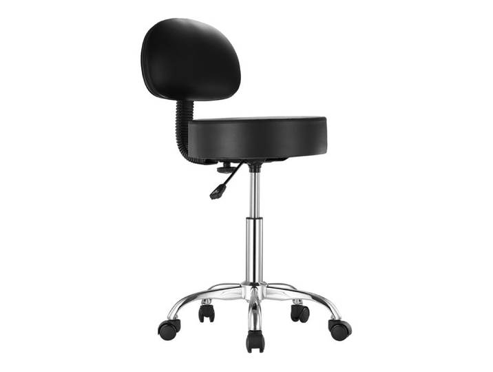 Tabouret à Roulettes - DUOKU - MST002 - Support Dorsal - Hauteur Réglable - Cuir PU Noir