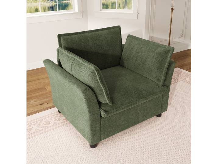 MODFU Sofa Modulares Sitzmöbel mit dicken Polstern & Kissen, 1 Teile, Chenille, 2 Kissen, 62 cm Sitz