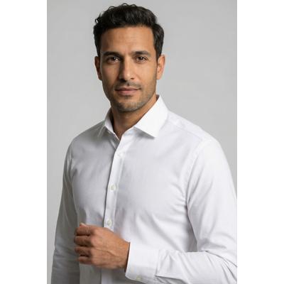Businesshemd OLYMP "No. Six 24/Seven super slim", Herren, Gr. 36, N-Gr, weiß, Web, Obermaterial: 92% Baumwolle, 8% Elasthan, sehr schmal, Hemden, in bequemer Jersey-Qualität