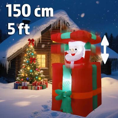 Uplifted Finds Movable Head Bear Santa Christmas Inflatable Yard Decoration With LED Light us 150 Cm Up Down Santa