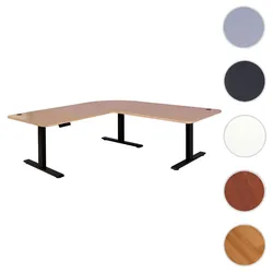 Eck-Schreibtisch HWC-D40, Computertisch elektrisch höhenverstellbar 178x178cm 84kg MVG ~ hellbraun, schwarz