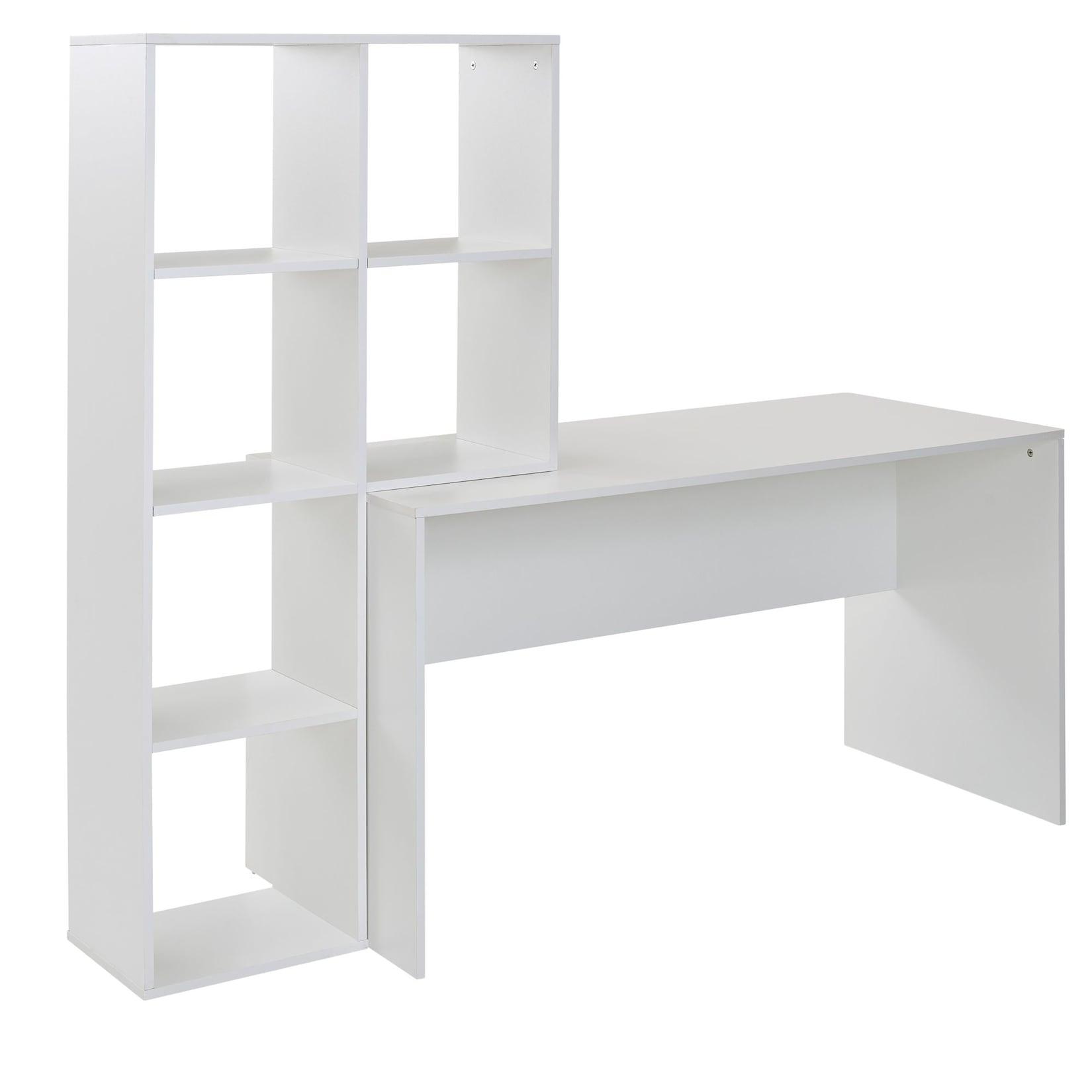 KADIMA DESIGN Großer Schreibtisch mit Regal, Puristisches Design, Melaminharzbeschichtung
