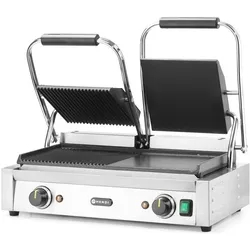 Hendi Kontaktgrill Doppelversion li. gerillt re. glatt 3, Kontaktgrill, Silber