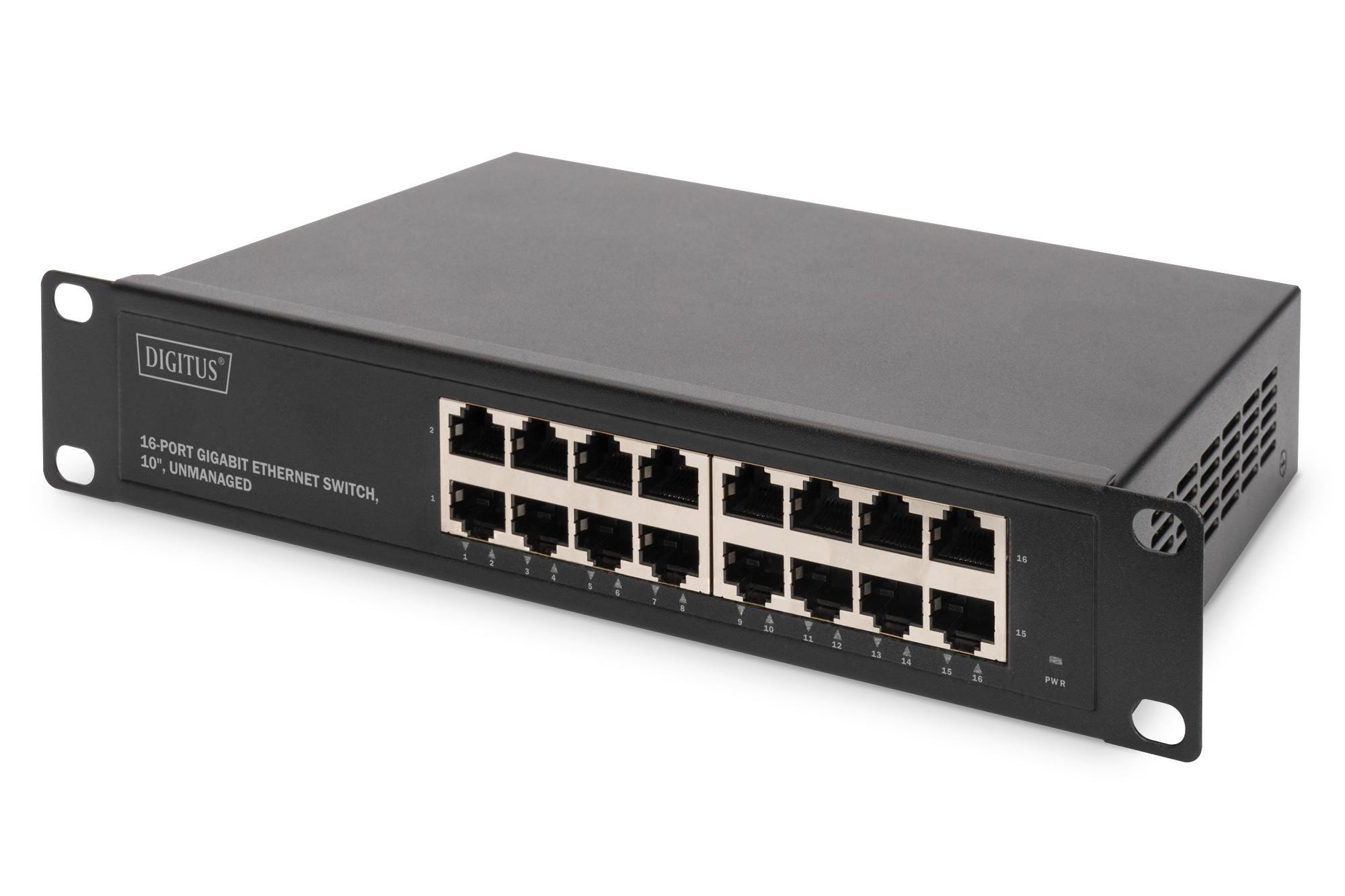 DIGITUS 10 Zoll 16-Port Rackmount GB Ethernet Switch