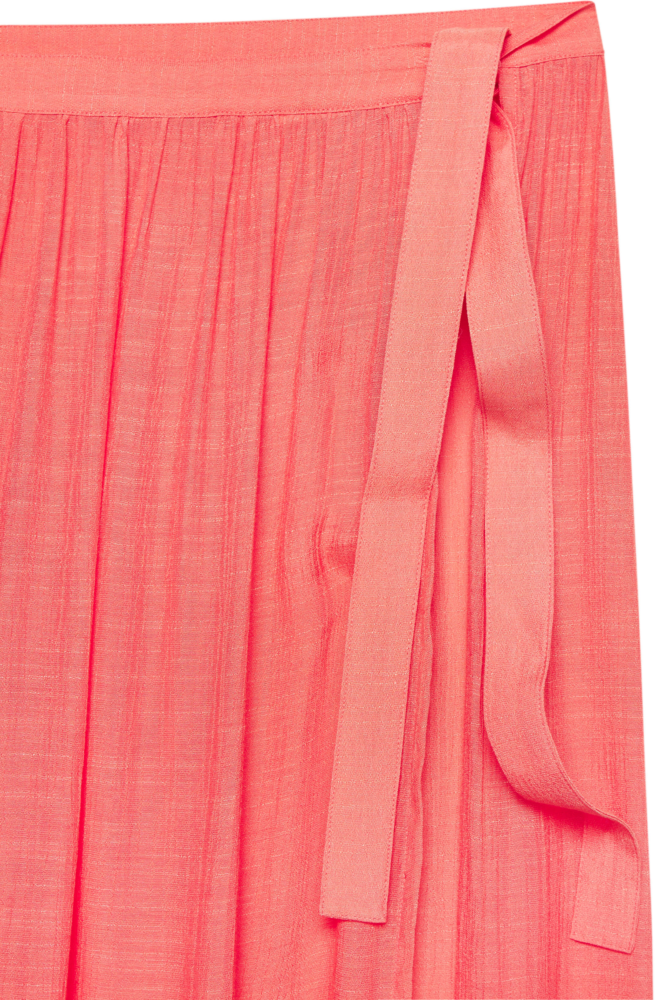 Wickelrock BRUNO BANANI, Damen, Gr. 40, rosa (koralle), Crêpe, Obermaterial: 60% Viskose, 40% Polyester, transparent, unifarben, figurumspielend lang, Röcke Wickelrock, aus bügelfreier Crêpeware koralle 40