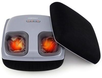 Costway Shiatsu Foot Massager with 3-Level Deep Kneading and Air Compression-Black