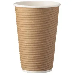SWS 500 Kaffeebecher Coffee to go 400ml doppelwandig Ø 90x140mm braun geriffelt