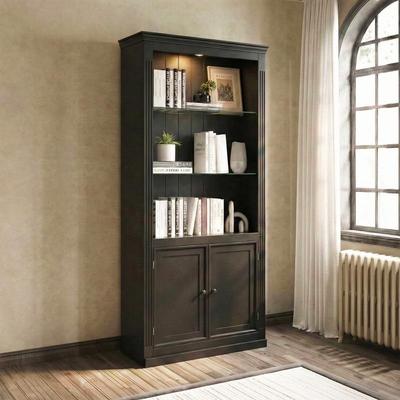 "Farmhouse 78.75""Tall 4-Tier Display Shelf with Adjustable Glass Shelves and Dimmable Ceiling Light for Home Decor"