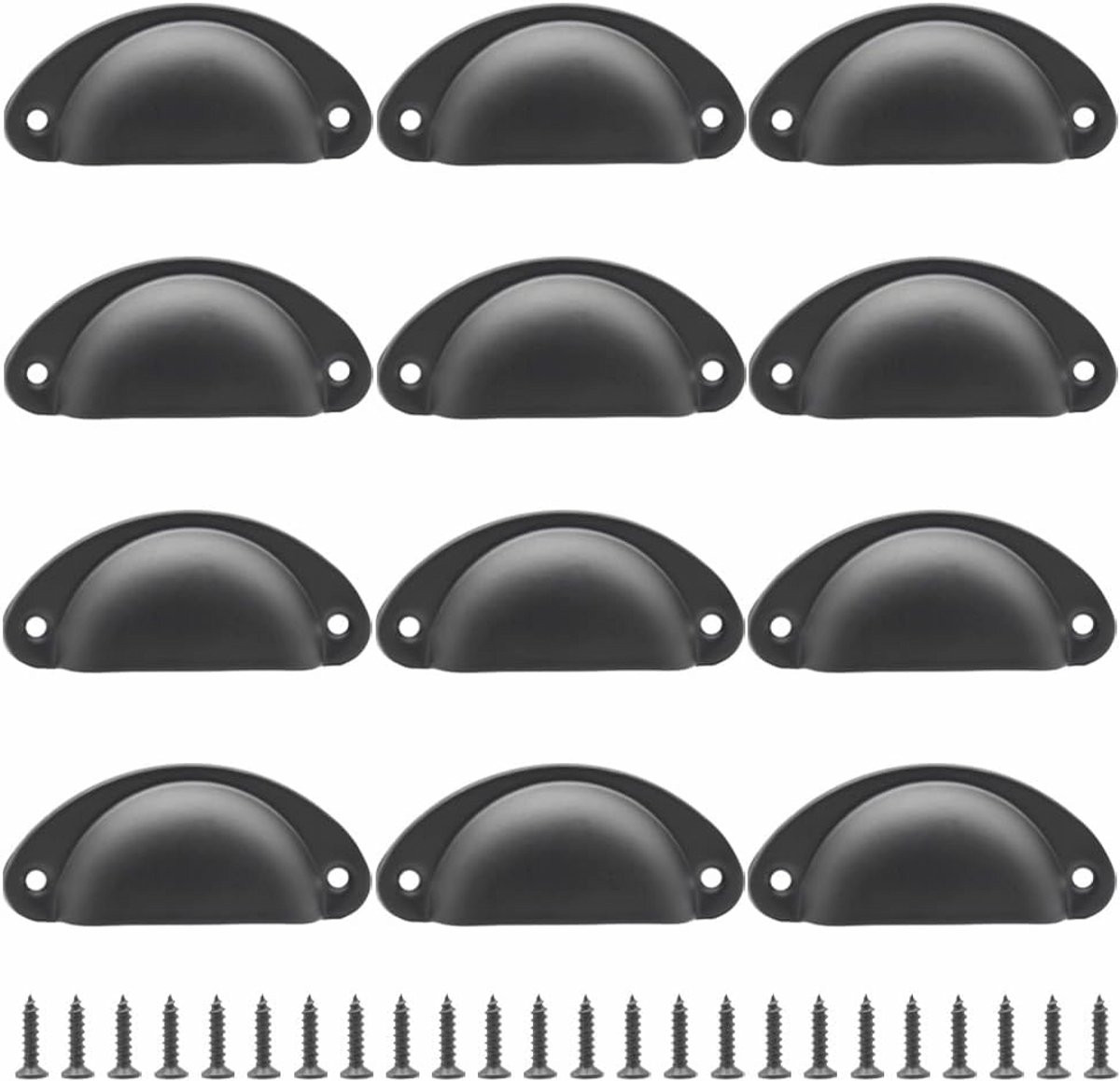 Set van 12 vintage metalen schelpgrepen voor meubels, halfrond, 81 mm