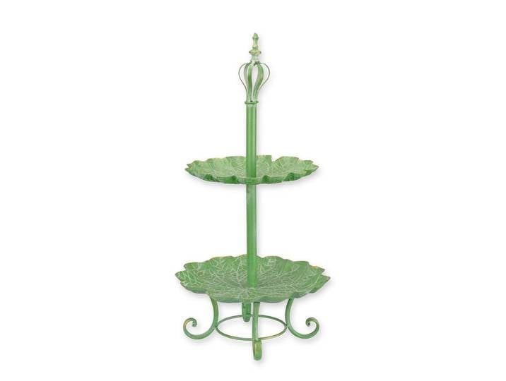 Aubaho Dekoobjekt Etagere zweistöckig Kuchenständer Metall Replikat Retro Design Dekorat
