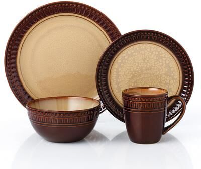 Lorren Home Trends 16 Piece Stoneware Set-Mojave