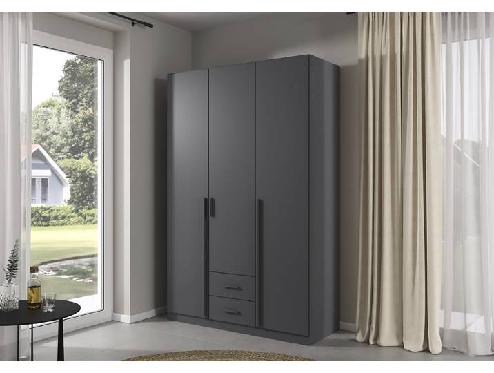 Armoire Livaro 136cm Gris/Gris métallisé Sans portes miroir