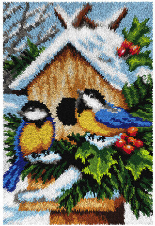 Knüpfteppich "Futterhaus Winter"